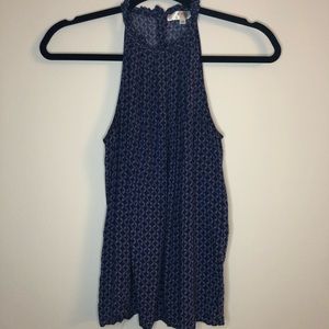 Kenar Halter Top Blue Women’s Size XS Lightweight Ruffle Neck Three Button Back